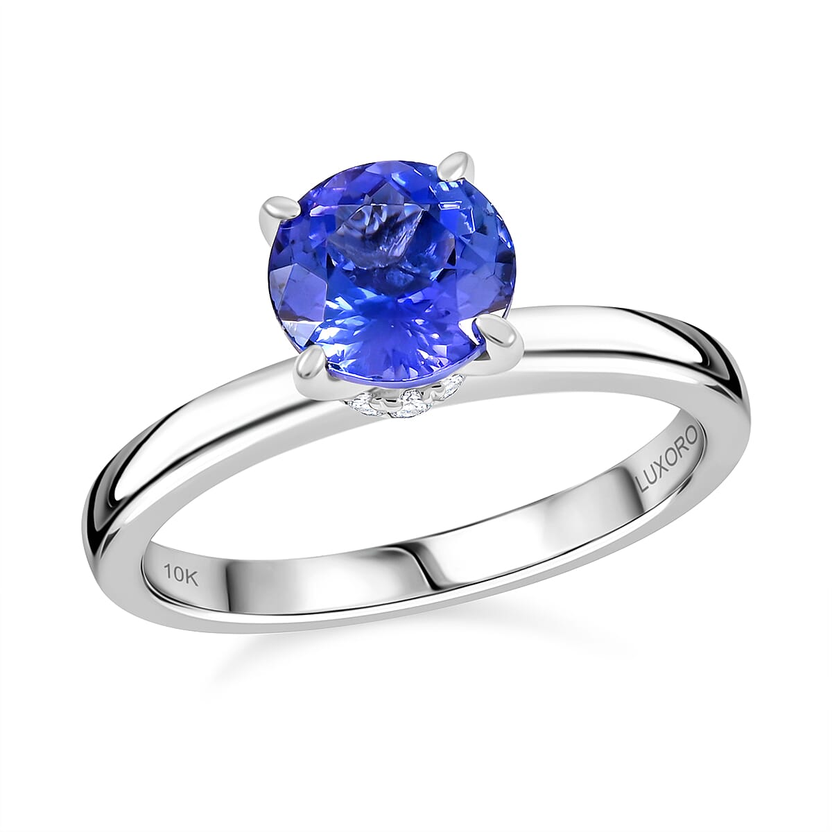 Luxoro AAA Tanzanite and G-H I2 Diamond 1.65 ctw Ring in 10K White Gold (Size 8.0) image number 0