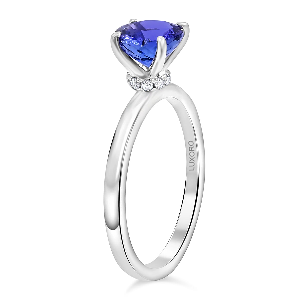 Luxoro AAA Tanzanite and G-H I2 Diamond 1.65 ctw Ring in 10K White Gold (Size 8.0) image number 3