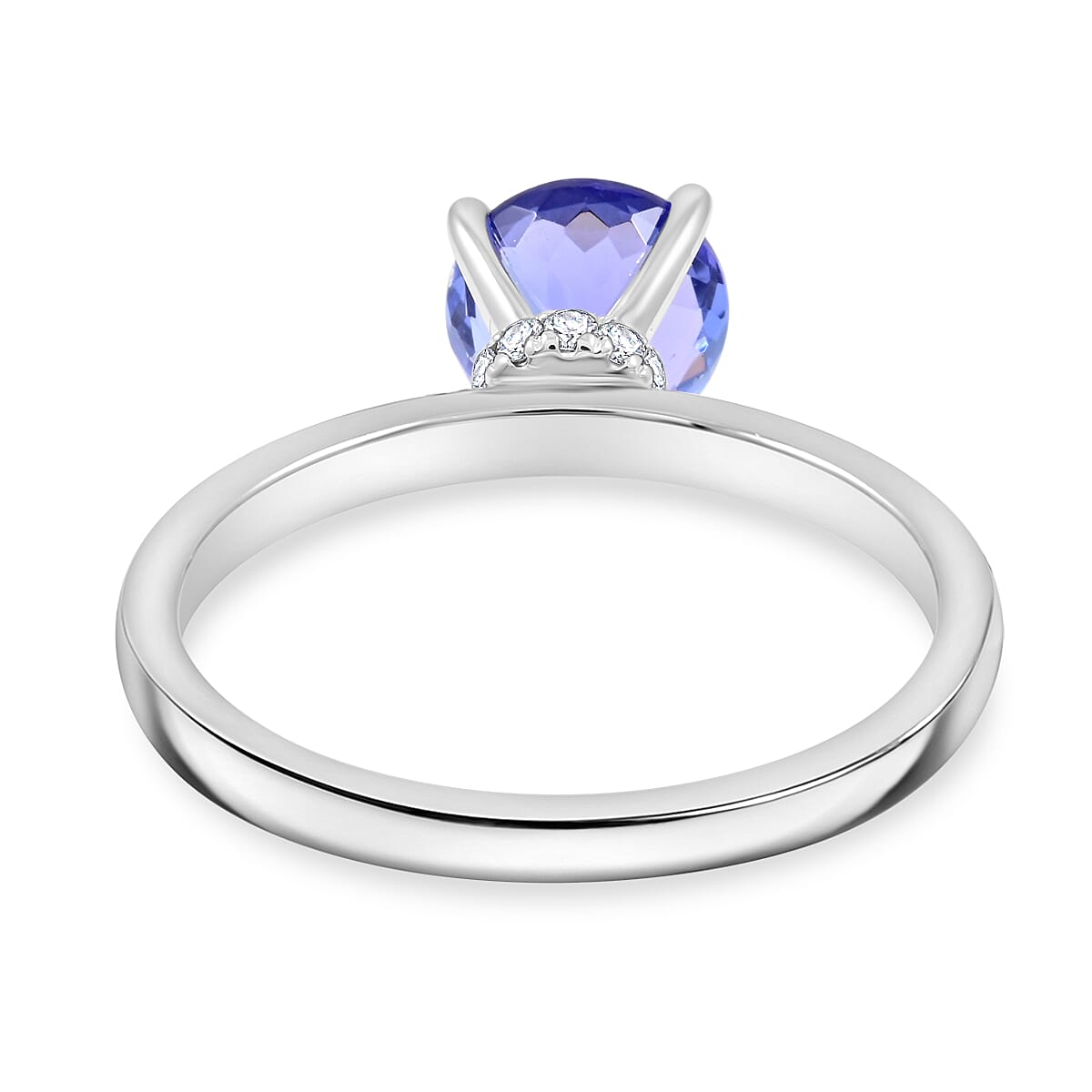 Luxoro AAA Tanzanite and G-H I2 Diamond 1.65 ctw Ring in 10K White Gold (Size 8.0) image number 4