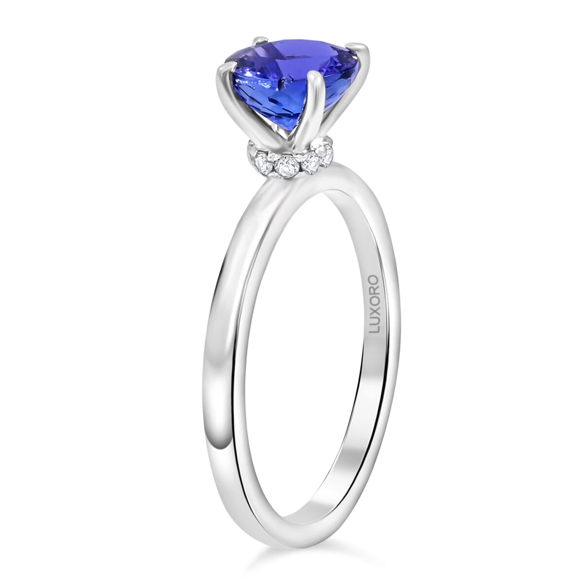 Luxoro AAA Tanzanite and G-H I2 Diamond 1.65 ctw Ring in 10K White Gold (Size 9.0) image number 3
