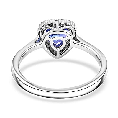 Certified & Appraised Luxoro AAA Tanzanite and G-H I2 Diamond 1.55 ctw Ring in 10K White Gold with Free Tanzanite Book (Size 10.0)