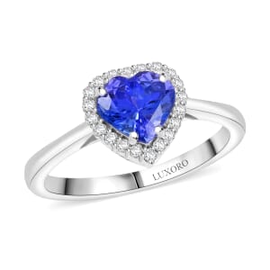 Certified & Appraised Luxoro 10K White Gold AAA Tanzanite, Diamond (G-H, I2) (0.20 cts) Ring (Size 5.5) 1.55 ctw