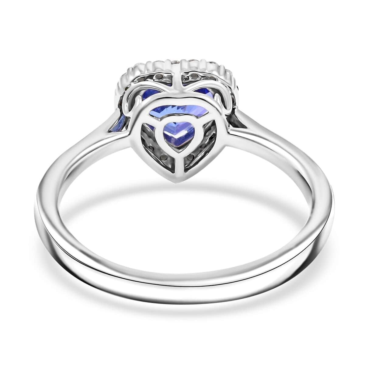 Certified & Appraised Luxoro AAA Tanzanite and G-H I2 Diamond 1.55 ctw Ring in 10K White Gold (Size 7.5) image number 4