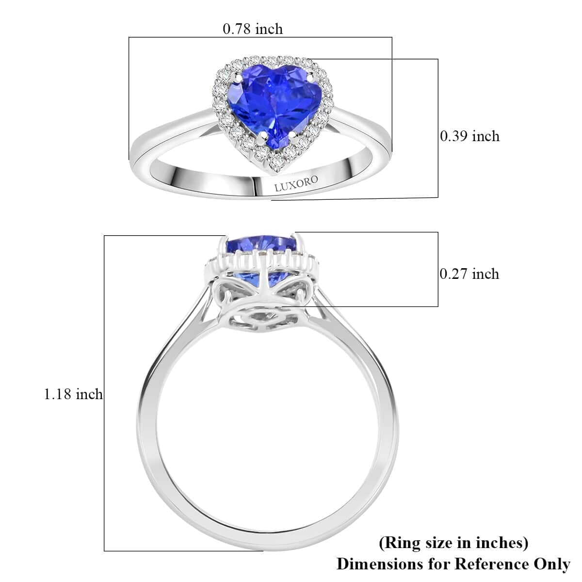 Certified & Appraised Luxoro AAA Tanzanite and G-H I2 Diamond 1.55 ctw Ring in 10K White Gold (Size 7.5) image number 5
