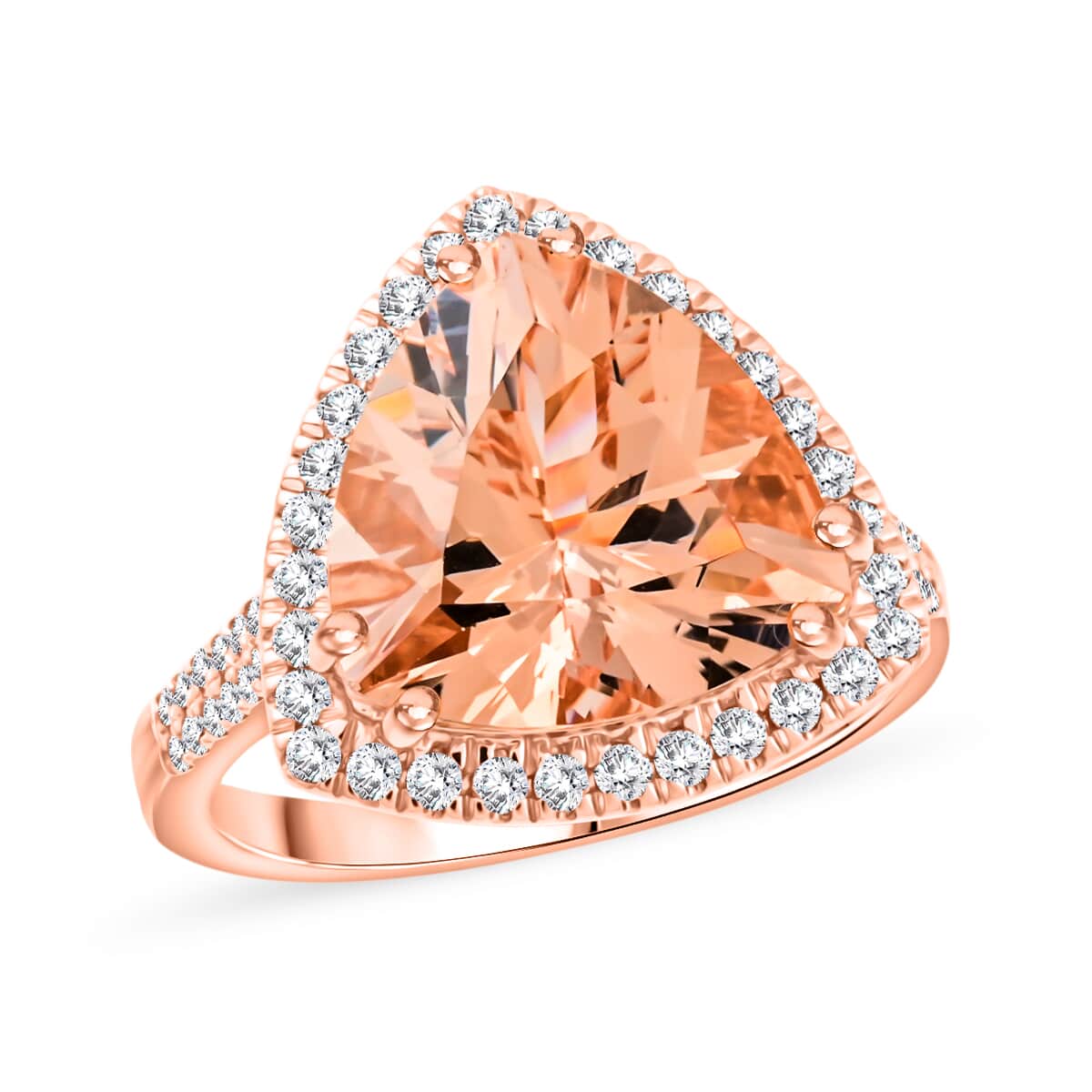 Certified & Appraised Luxoro AAA Marropino Morganite and G-H I2 Diamond 5.15 ctw Ring in 10K Rose Gold (Size 10.0) 4.30 Grams image number 0