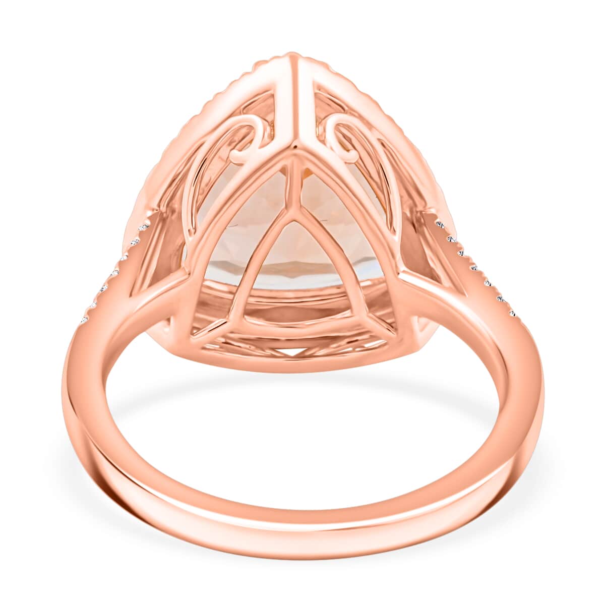 Certified & Appraised Luxoro AAA Marropino Morganite and G-H I2 Diamond 5.15 ctw Ring in 10K Rose Gold (Size 10.0) 4.30 Grams image number 4