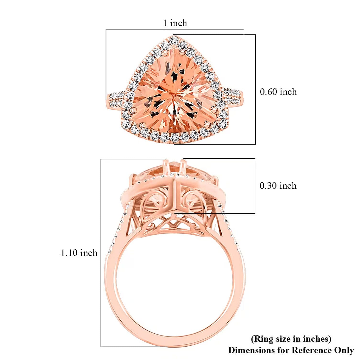 Certified & Appraised Luxoro AAA Marropino Morganite and G-H I2 Diamond 5.15 ctw Ring in 10K Rose Gold (Size 10.0) 4.30 Grams