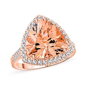 Certified & Appraised Luxoro AAA Marropino Morganite and G-H I2 Diamond 5.15 ctw Ring in 10K Rose Gold (Size 11.0) 4.30 Grams