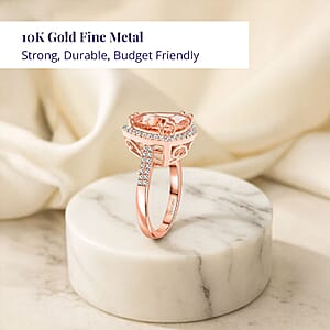 Certified & Appraised Luxoro AAA Marropino Morganite and G-H I2 Diamond 5.15 ctw Ring in 10K Rose Gold (Size 12.0) 4.30 Grams