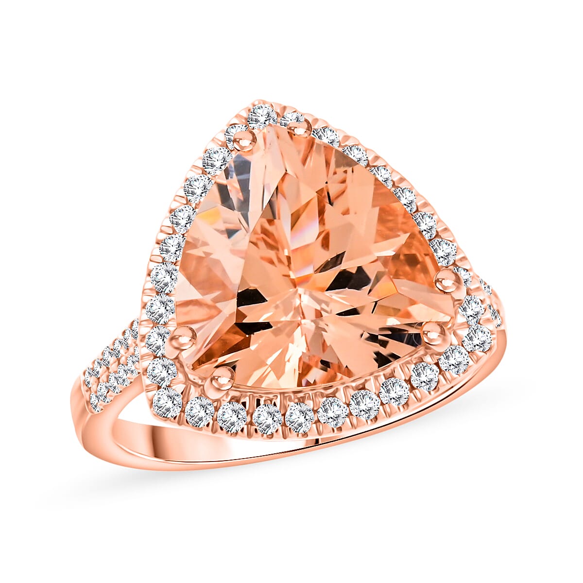 Certified & Appraised Luxoro AAA Marropino Morganite and G-H I2 Diamond 5.15 ctw Ring in 10K Rose Gold (Size 6.0) 4.30 Grams image number 0