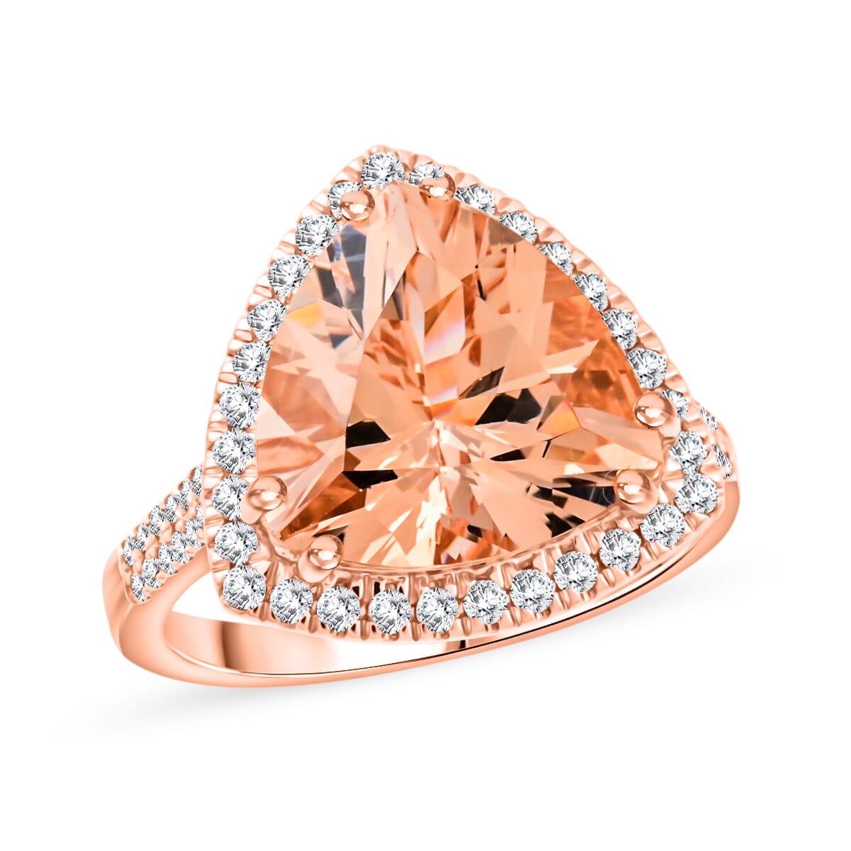 Certified & Appraised Luxoro AAA Marropino Morganite and G-H I2 Diamond 5.15 ctw Ring in 10K Rose Gold (Size 6.5) 4.30 Grams image number 0