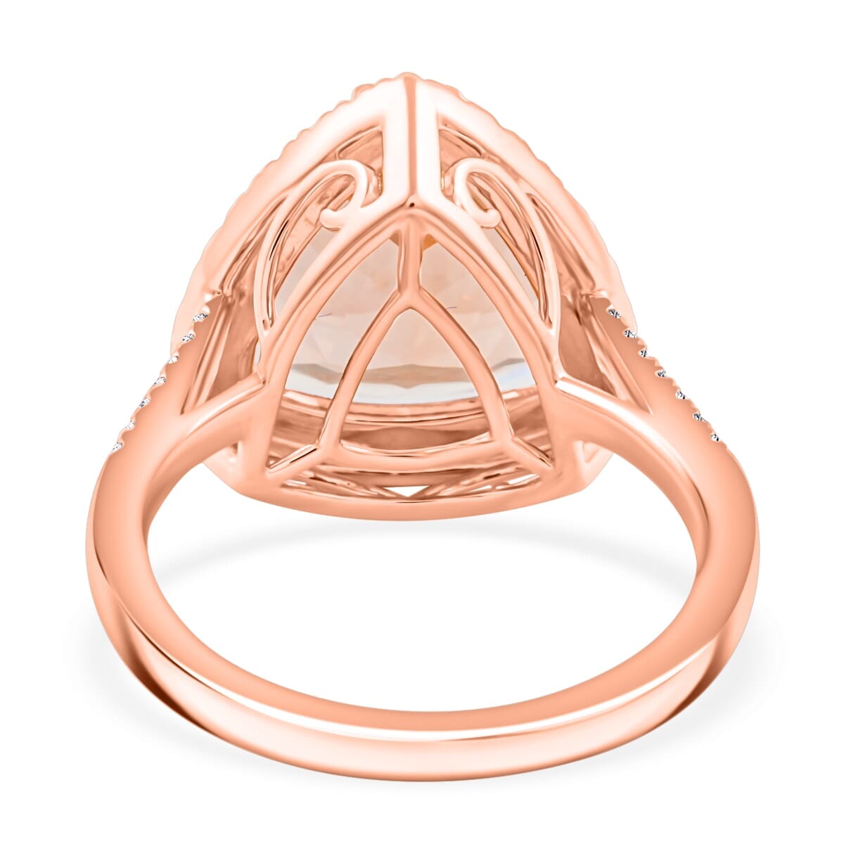 Certified & Appraised Luxoro AAA Marropino Morganite and G-H I2 Diamond 5.15 ctw Ring in 10K Rose Gold (Size 6.5) 4.30 Grams image number 4