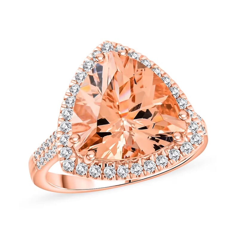 Certified & Appraised Luxoro AAA Marropino Morganite and G-H I2 Diamond 5.15 ctw Ring in 10K Rose Gold (Size 7.5) 4.30 Grams