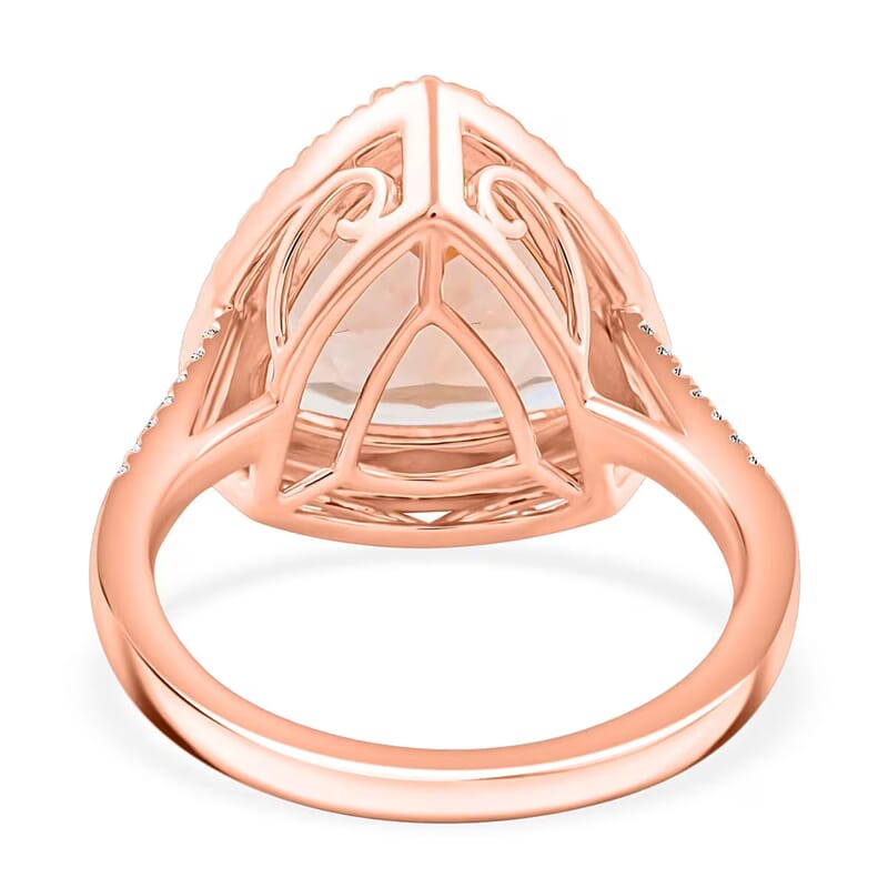 Certified & Appraised Luxoro AAA Marropino Morganite and G-H I2 Diamond 5.15 ctw Ring in 10K Rose Gold (Size 7.5) 4.30 Grams