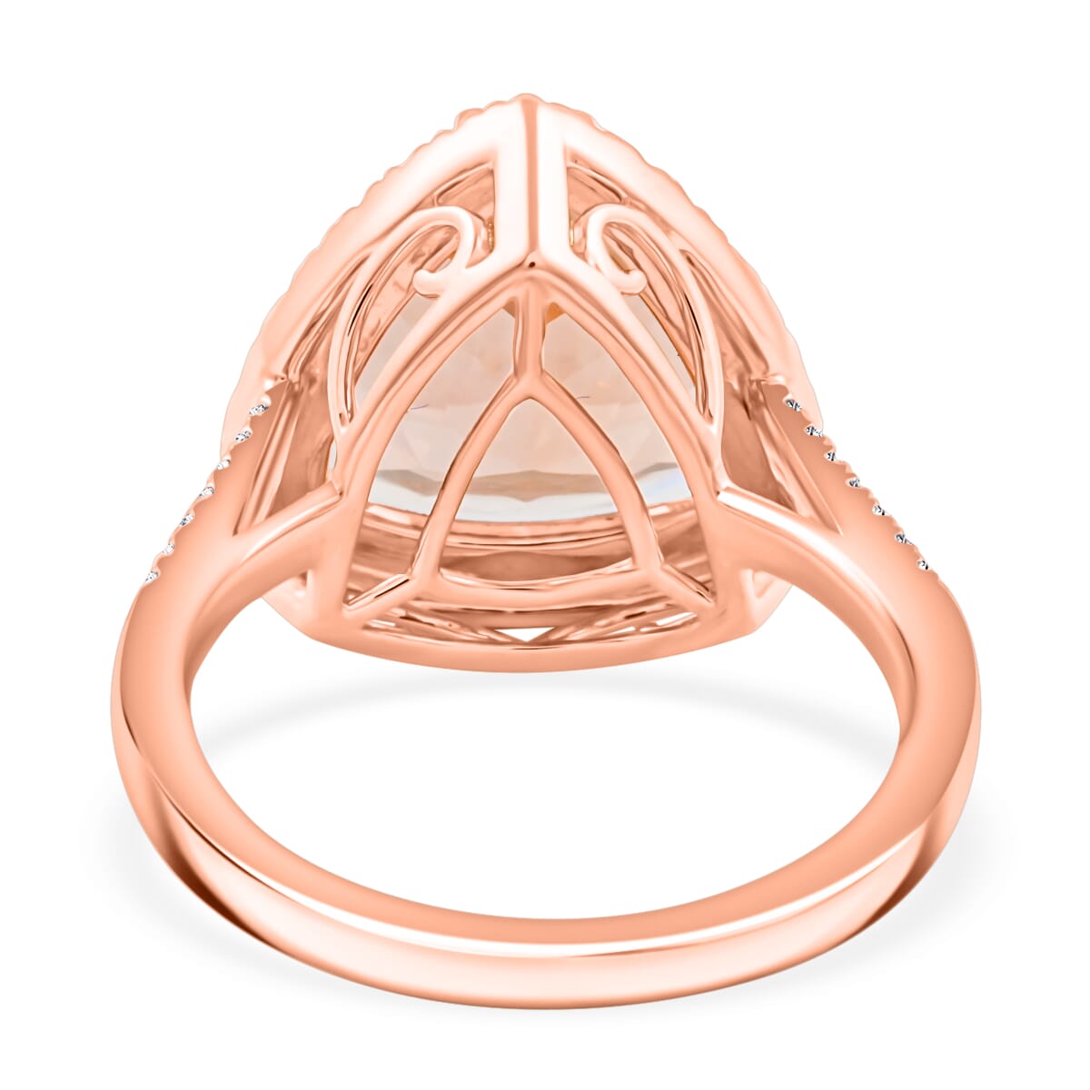 Certified & Appraised Luxoro AAA Marropino Morganite and G-H I2 Diamond 5.15 ctw Ring in 10K Rose Gold (Size 8.0) 4.30 Grams image number 4