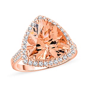 Certified & Appraised Luxoro AAA Marropino Morganite and G-H I2 Diamond 5.15 ctw Ring in 10K Rose Gold (Size 9.0) 4.30 Grams