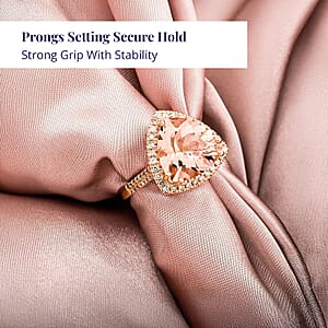 Certified & Appraised Luxoro AAA Marropino Morganite and G-H I2 Diamond 5.15 ctw Ring in 10K Rose Gold (Size 9.5) 4.30 Grams