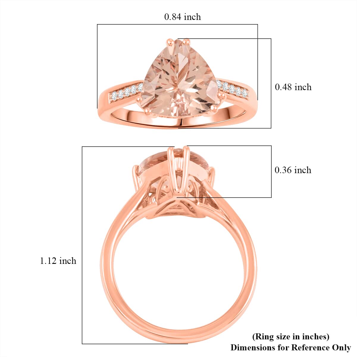 Doorbuster Certified & Appraised Luxoro AAA Marropino Morganite and G-H I2 Diamond 3.00 ctw Ring in 10K Rose Gold (Size 10.0) image number 5