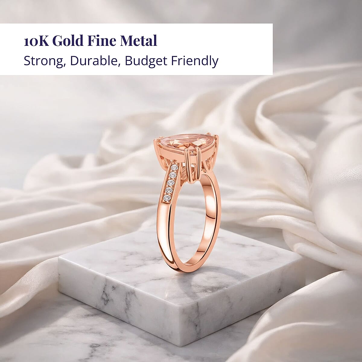 Certified & Appraised Luxoro 10K Rose Gold AAA Marropino Morganite, Diamond (G-H, I2) Ring (Size 11.5) 3.00 ctw image number 2