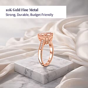 Certified & Appraised Luxoro 10K Rose Gold AAA Marropino Morganite, Diamond (G-H, I2) Ring (Size 5.0) 3.00 ctw