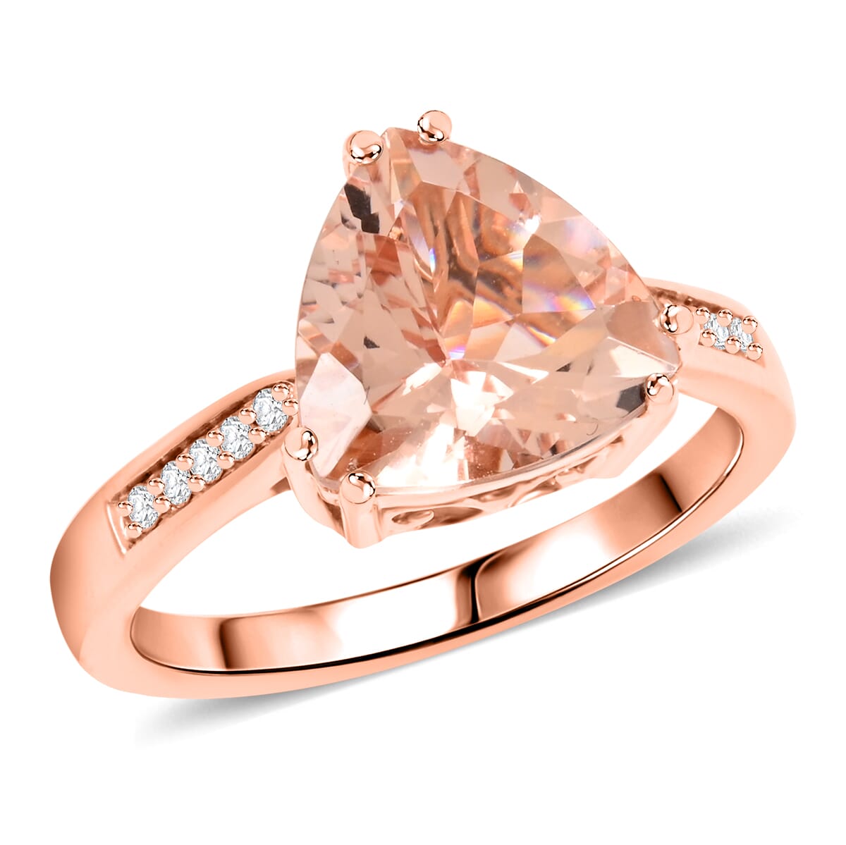 Certified & Appraised Luxoro AAA Marropino Morganite and G-H I2 Diamond 3.00 ctw Ring in 10K Rose Gold (Size 6.0) image number 0