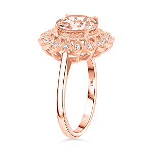 Certified & Appraised Luxoro AAA Marropino Morganite and G-H I2 Diamond 3.50 ctw Ring in 10K Rose Gold (Size 10.0) 4.95 Grams