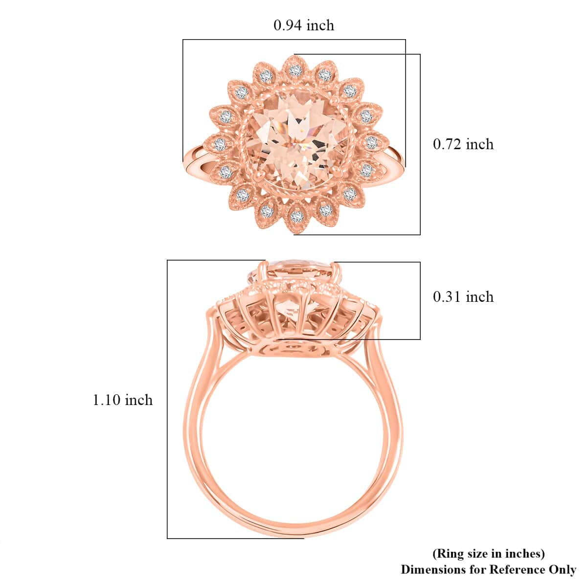 Certified & Appraised Luxoro AAA Marropino Morganite and G-H I2 Diamond 3.50 ctw Ring in 10K Rose Gold (Size 10.0) 4.95 Grams image number 5