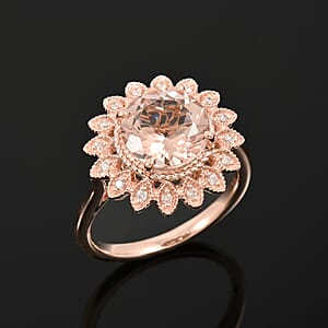 Luxoro AAA Marropino Morganite and G-H I2 Diamond 3.50 ctw Ring in 10K Rose Gold (Size 6.0) 4.95 Grams