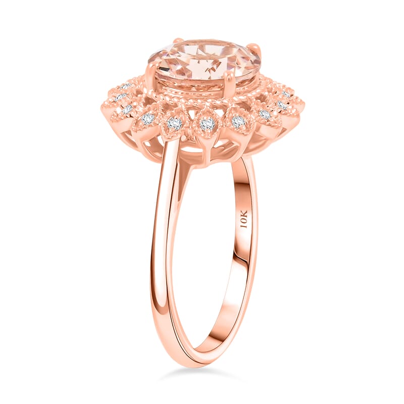 Certified & Appraised Luxoro AAA Marropino Morganite and G-H I2 Diamond 3.50 ctw Ring in 10K Rose Gold (Size 8.0) 4.95 Grams