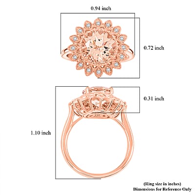 Certified & Appraised Luxoro AAA Marropino Morganite and G-H I2 Diamond 3.50 ctw Ring in 10K Rose Gold (Size 8.0) 4.95 Grams