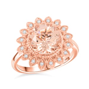 Certified & Appraised Luxoro AAA Marropino Morganite and G-H I2 Diamond 3.50 ctw Ring in 10K Rose Gold (Size 8.5) 4.95 Grams