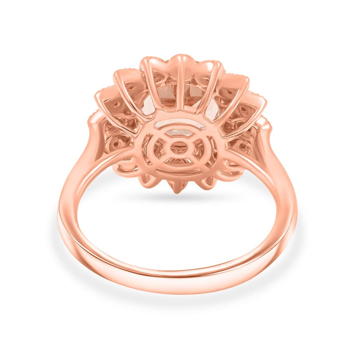 Certified & Appraised Luxoro AAA Marropino Morganite and G-H I2 Diamond 3.50 ctw Ring in 10K Rose Gold (Size 8.5) 4.95 Grams image number 4
