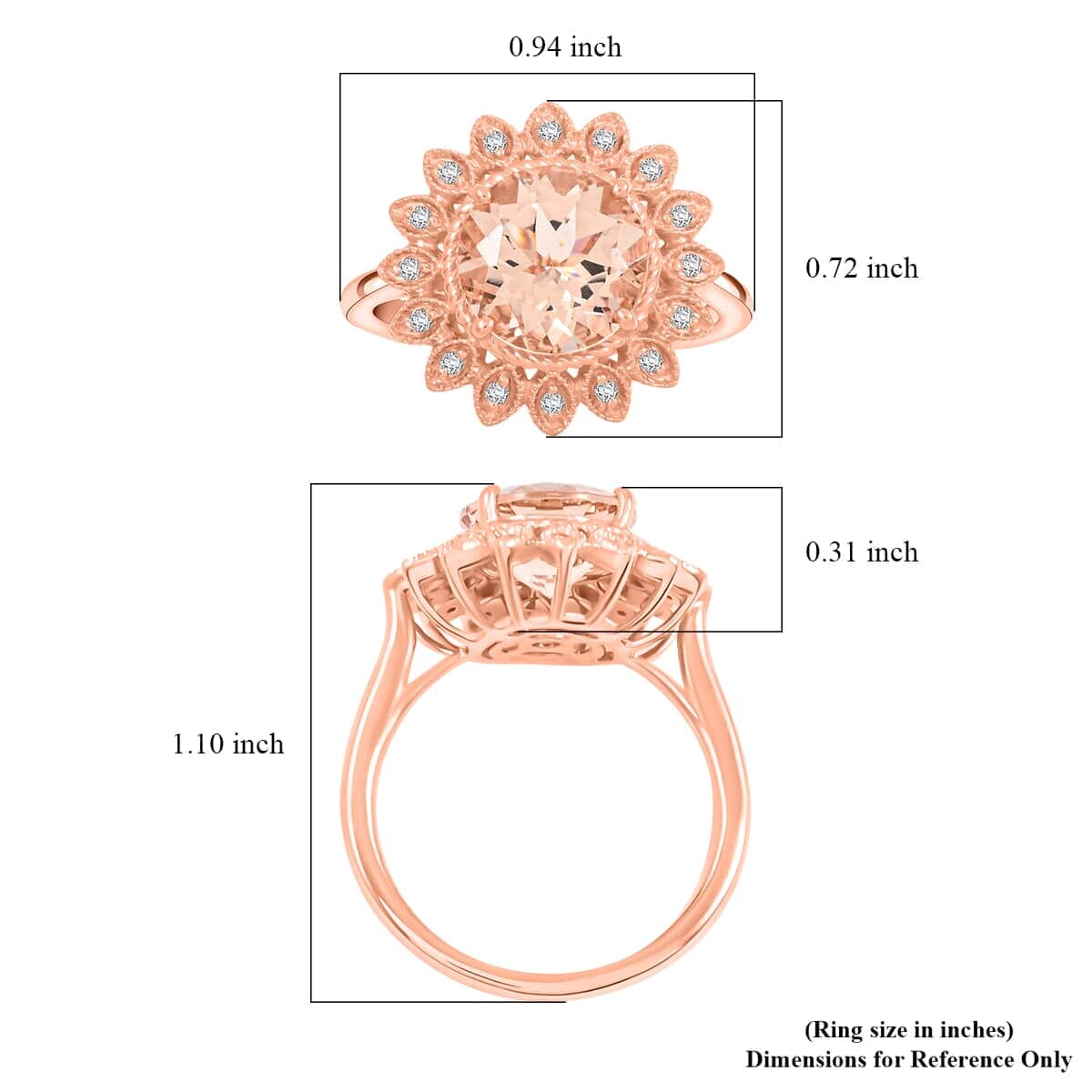 Certified & Appraised Luxoro AAA Marropino Morganite and G-H I2 Diamond 3.50 ctw Ring in 10K Rose Gold (Size 8.5) 4.95 Grams image number 5