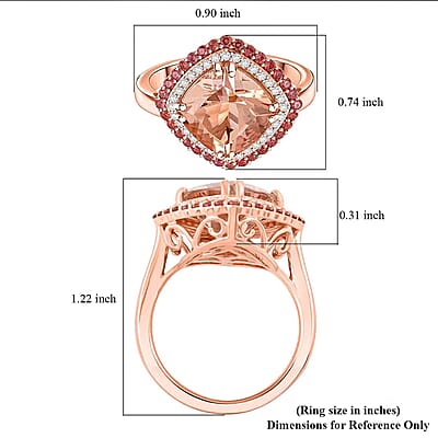 Certified & Appraised Luxoro 10K Rose Gold AAA Marropino Morganite, Padparadscha Sapphire, Diamond (G-H, I2) (0.20 cts) Ring (Size 11.0) (4.35 g) 4.05 ctw