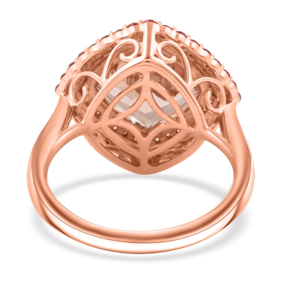 Certified & Appraised Luxoro AAA Marropino Morganite, Padparadscha Sapphire and G-H I2 Diamond 4.05 ctw Ring in 10K Rose Gold (Size 7.0) 4.35 Grams image number 4