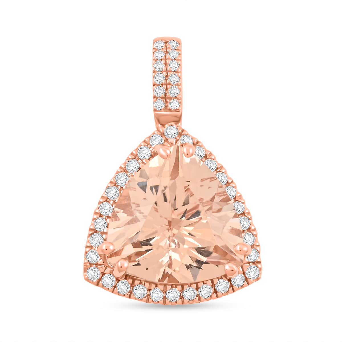 Certified & Appraised Luxoro AAA Marropino Morganite and G-H I2 Diamond 5.05 ctw Pendant in 10K Rose Gold image number 0