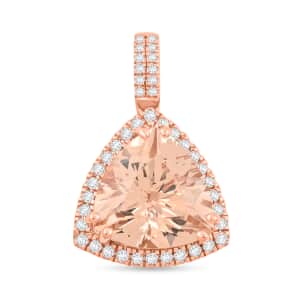 Certified & Appraised Luxoro AAA Marropino Morganite and G-H I2 Diamond 5.05 ctw Pendant in 10K Rose Gold