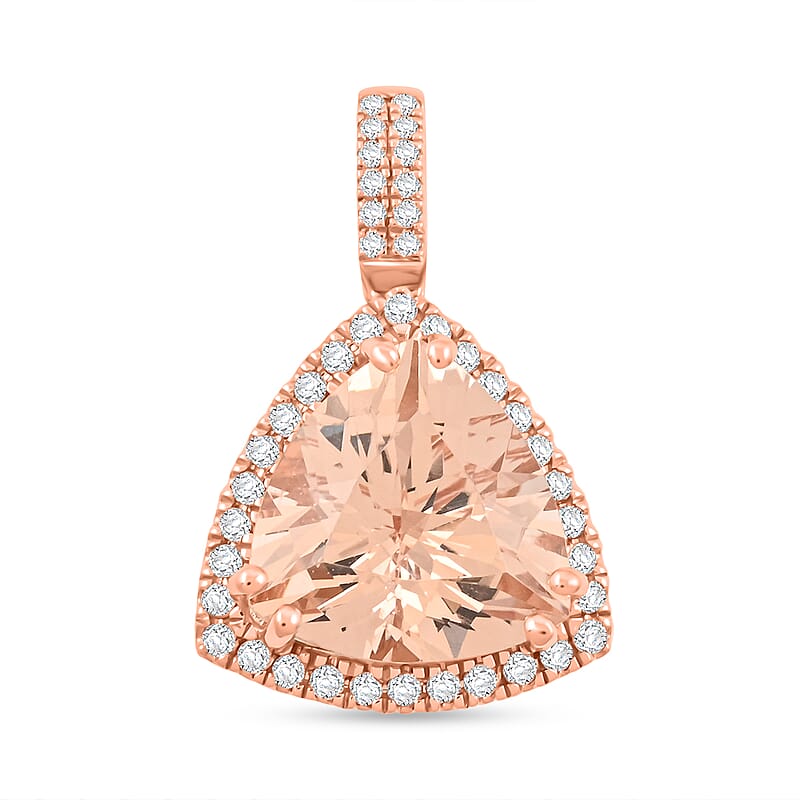 Certified & Appraised Luxoro 10K Rose Gold AAA Marropino Morganite, Diamond (G-H, I2) (0.36 cts) Pendant without Chain 5.05 ctw