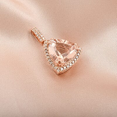 Certified & Appraised Luxoro 10K Rose Gold AAA Marropino Morganite, Diamond (G-H, I2) (0.36 cts) Pendant without Chain 5.05 ctw