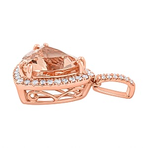 Certified & Appraised Luxoro 10K Rose Gold AAA Marropino Morganite, Diamond (G-H, I2) (0.36 cts) Pendant without Chain 5.05 ctw
