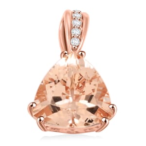 Certified & Appraised Luxoro AAA Marropino Morganite and G-H I2 Diamond Pendant without Chain in 10K Rose Gold