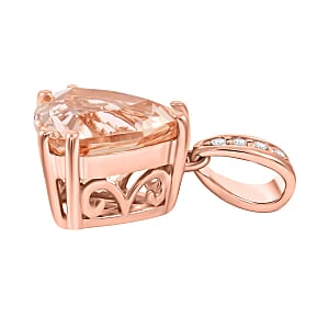  Luxoro AAA Marropino Morganite and G-H I2 Diamond Pendant without Chain in 10K Rose Gold