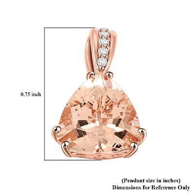 Certified and Appraised Luxoro AAA Marropino Morganite and G-H I2 Diamond Pendant without Chain in 10K Rose Gold