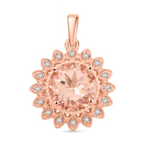 Certified & Appraised Luxoro AAA Marropino Morganite and G-H I2 Diamond 3.50 ctw Pendant in 10K Rose Gold