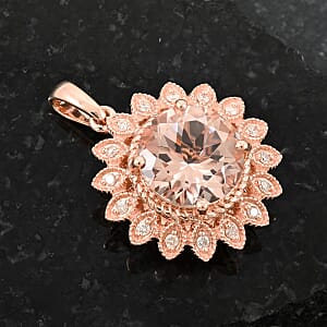 Certified & Appraised Luxoro AAA Marropino Morganite and G-H I2 Diamond 3.50 ctw Pendant without Chain in 10K Rose Gold