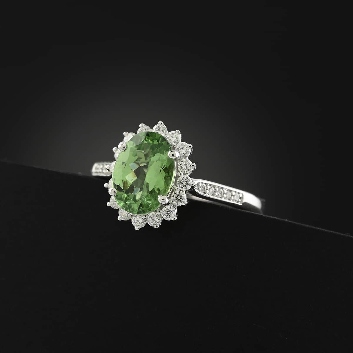 Certified & Appraised Rhapsody AAAA Tsavorite Garnet and E-F VS Diamond 1.60 ctw Ring in 950 Platinum (Size 10.0) 5.90 Grams image number 1