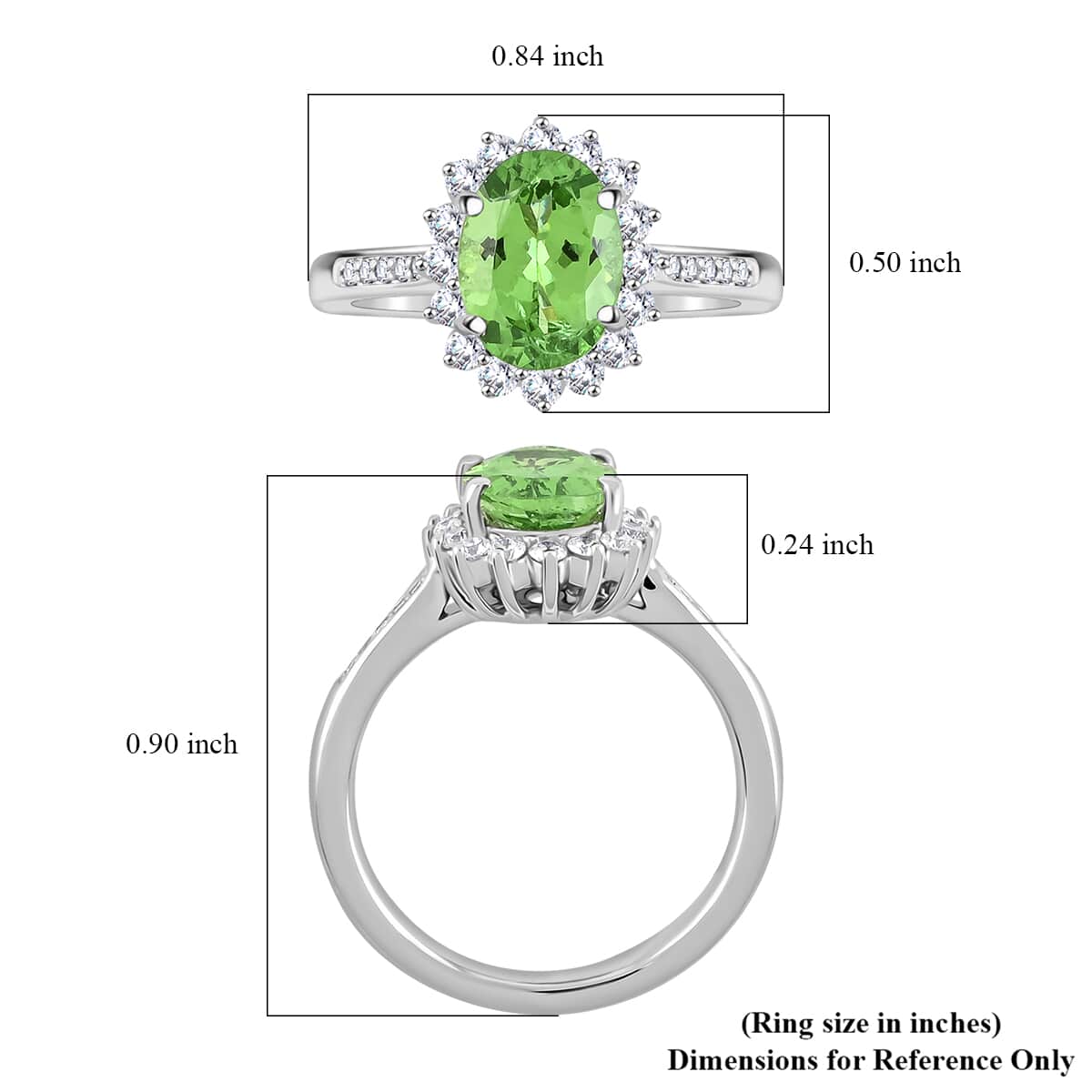 Certified & Appraised Rhapsody AAAA Tsavorite Garnet and E-F VS Diamond 1.60 ctw Ring in 950 Platinum (Size 10.0) 5.90 Grams image number 5