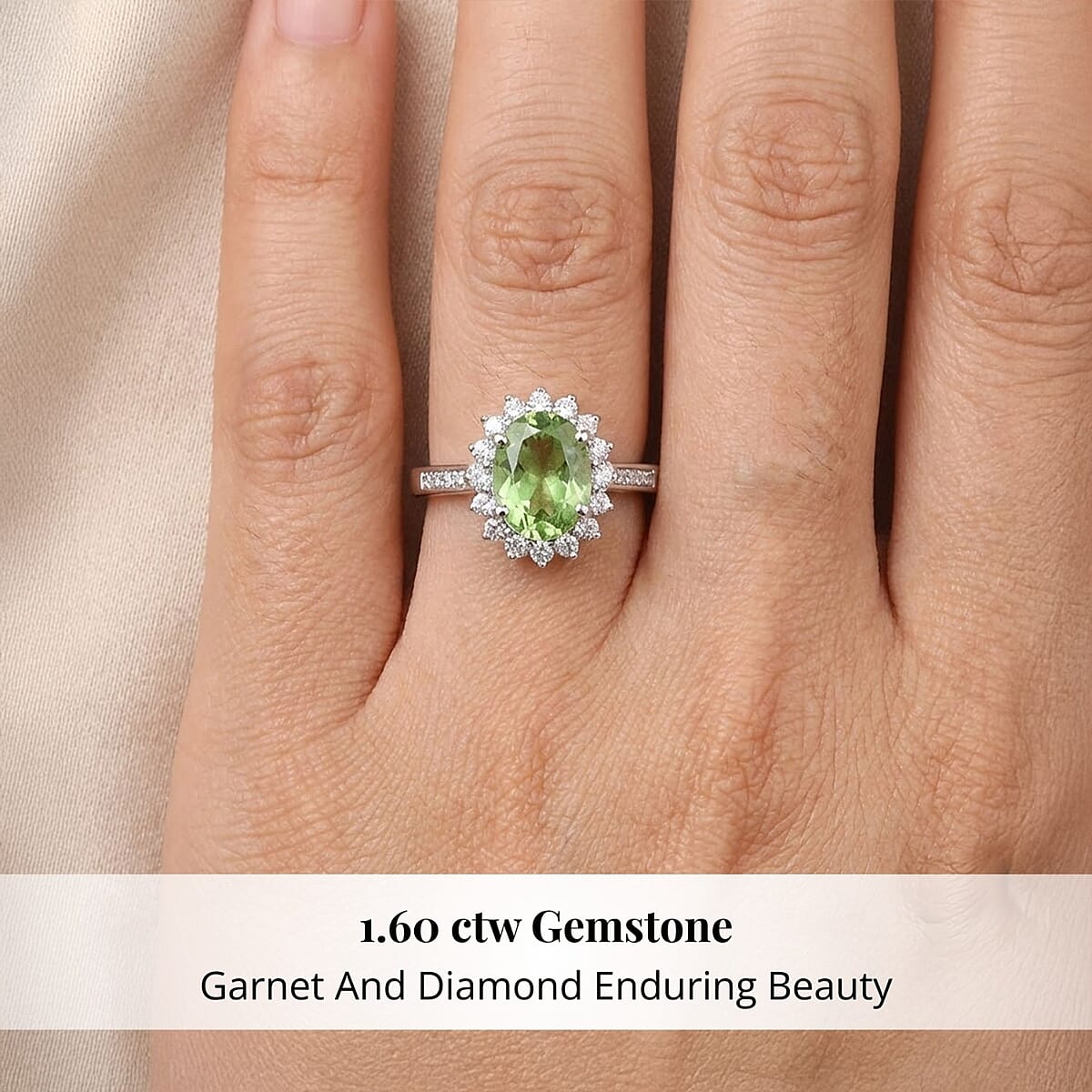 Certified & Appraised Rhapsody AAAA Tsavorite Garnet and E-F VS Diamond 1.60 ctw Ring in 950 Platinum (Size 10.5) 5.90 Grams image number 1