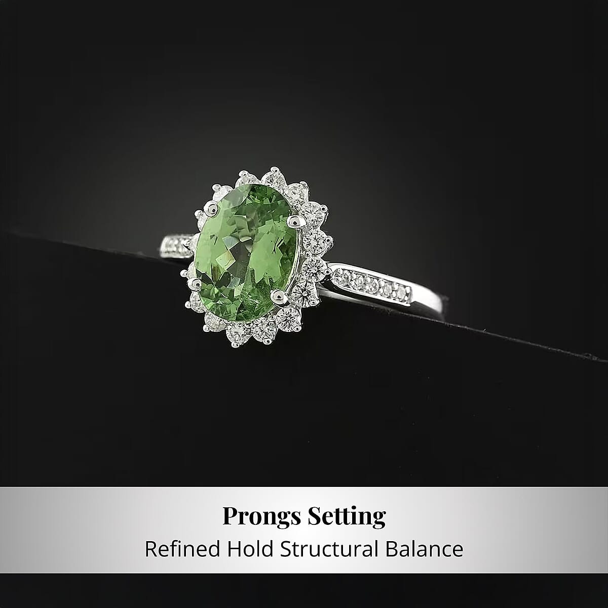 Certified & Appraised Rhapsody AAAA Tsavorite Garnet and E-F VS Diamond 1.60 ctw Ring in 950 Platinum (Size 10.5) 5.90 Grams image number 3