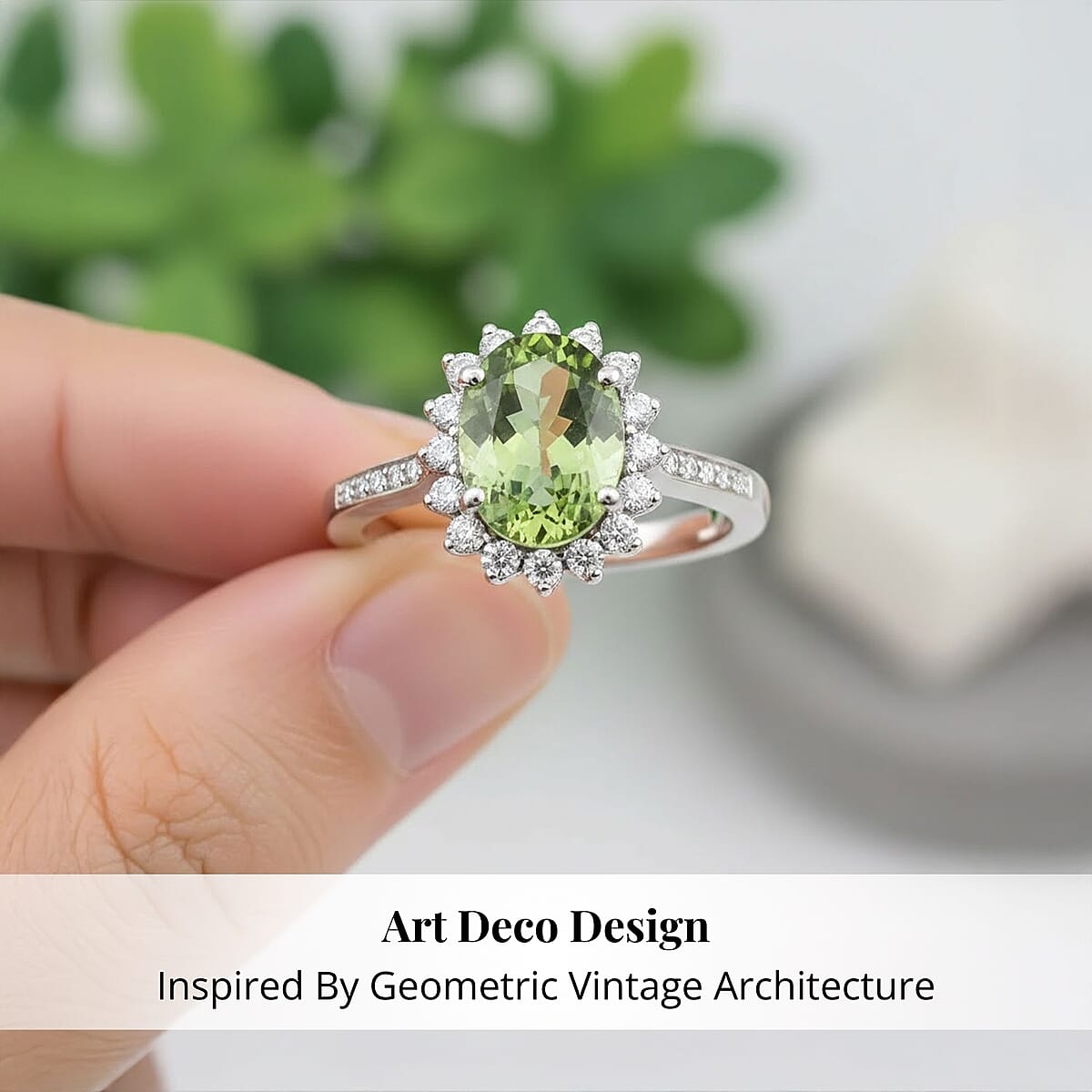 Certified & Appraised Rhapsody AAAA Tsavorite Garnet and E-F VS Diamond 1.60 ctw Ring in 950 Platinum (Size 10.5) 5.90 Grams image number 4
